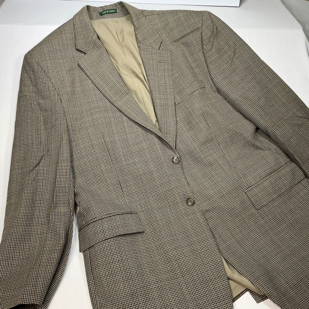 Lauren Ralph Lauren Mens Houndstooth Wool Blazer Jacket - 46 Long